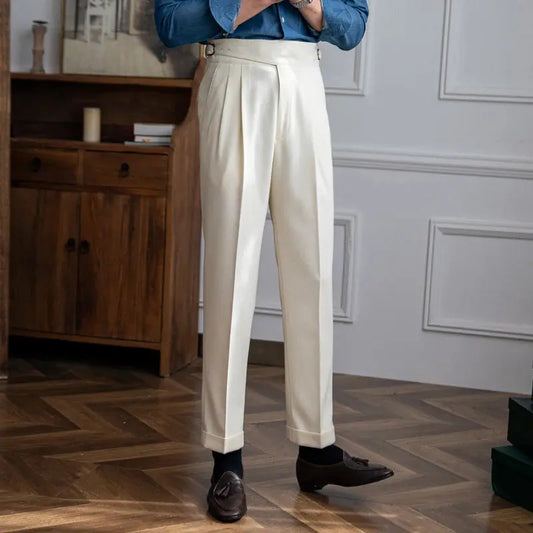 Fashion new British style men's casual Joker slim trousers high waist straight long suit pants CLASS Amsterdam